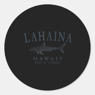 Sticker Rond Lahaina hawaii requin vintage ardoise art pêche