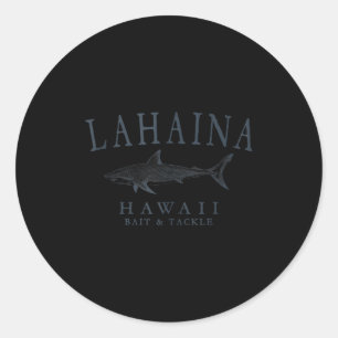 Sticker Rond Lahaina hawaii requin vintage ardoise art pêche