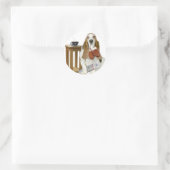 Sticker Rond L'aide de Basset Hound Daddy (Sac)