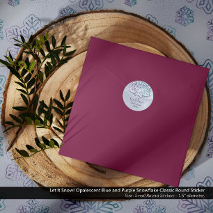 Sticker Rond Laisse-Le Neiger ! Flèche de neige bleu violet opa