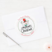 Sticker Rond Laisse-le neiger. Joyeux visage de Snowman (Enveloppe)