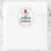 Sticker Rond Laisse-le neiger. Joyeux visage de Snowman (Sac)