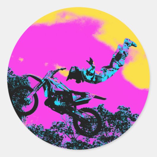 Sticker Rond Laisser aller - Stunt Motocross libre (Devant)