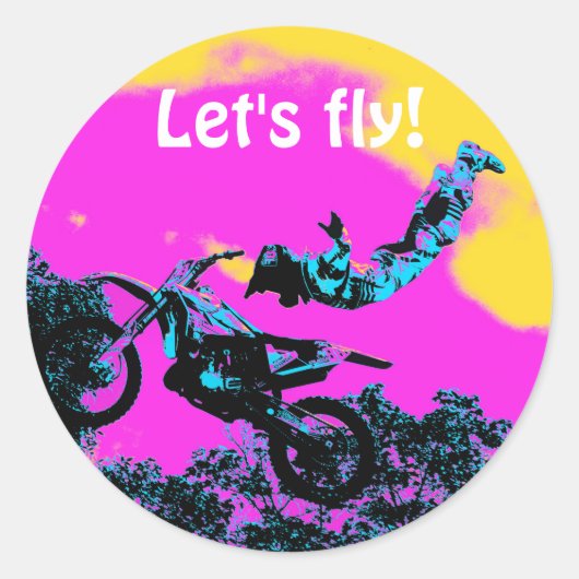 Sticker Rond Laisser aller - Stunt Motocross libre (Devant)