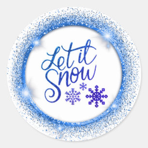 Sticker Rond Laisser il neige Faux Parties scintillant Bleu et 