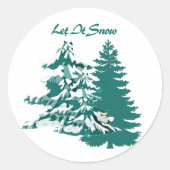Sticker Rond Laisser la neige aquarelle hiver Noël Bois (Devant)