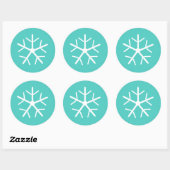 Sticker Rond Laisser la neige Turquoise Flocon de neige (Feuille)