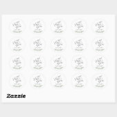 Sticker Rond "Laisser l'amour grandir" calligraphie moderne ver (Feuille)