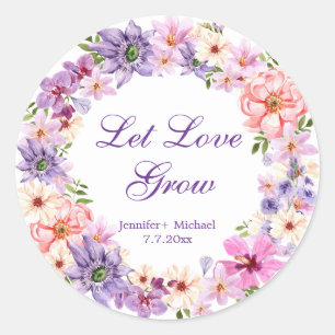 Sticker Rond laisser l'amour grandir couronne de printemps aqua