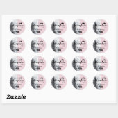 Sticker Rond Laisser L'Aventure Commencer Baby shower Ours Rose (Feuille)