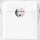 Sticker Rond Laisser L'Aventure Commencer Baby shower Ours Rose (Sac)