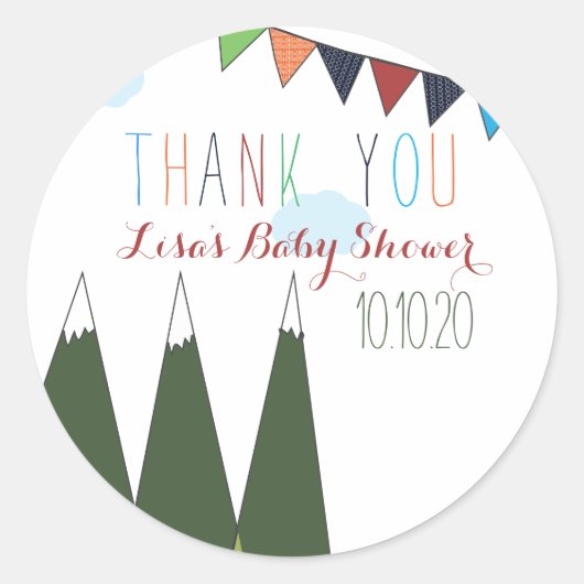 Sticker Rond Laisser l'aventure commencer le Baby shower (Devant)