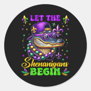 Sticker Rond Laisser Les Shenanigans Commencer Alligator Mardi