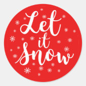 Sticker Rond Laisser neiger Noël Rouge Blanc Flammes de neige (Devant)