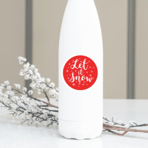 Sticker Rond Laisser neiger Noël Rouge Blanc Flammes de neige