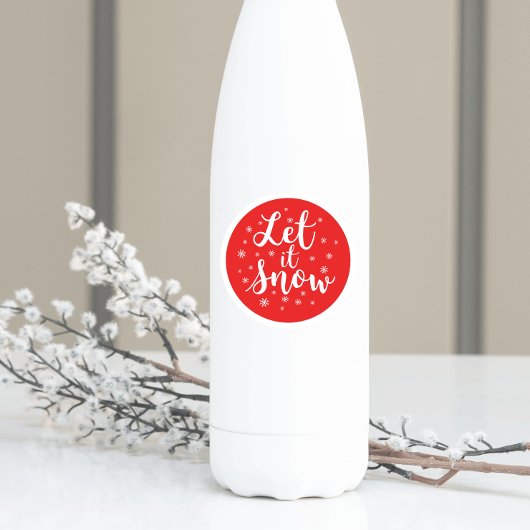 Sticker Rond Laisser neiger Noël Rouge Blanc Flammes de neige