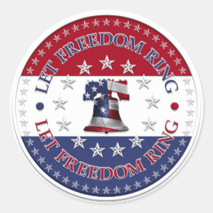 Sticker Rond Laissez Freedom Ring Liberty Bell 13 et 50 étoiles