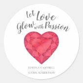 Sticker Rond Laissez l'amour briller avec passion ruby aquarell (Devant)