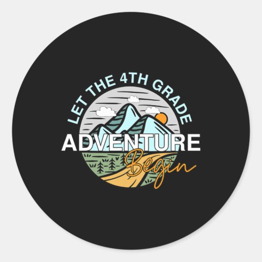 Sticker Rond Laissez L'Aventure De 4E Année Commencer À S'Amuse (Devant)