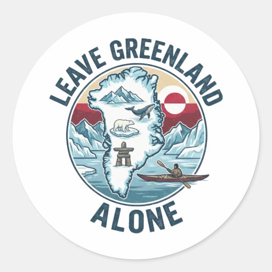Sticker Rond Laissez le Groenland en paix (Devant)