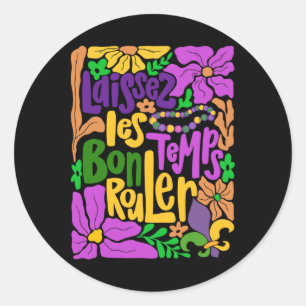 Sticker Rond Laissez Les Bon Temps Rouler Mardi Gras Beads Boho