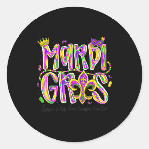 Sticker Rond Laissez Les Bon Temps Rouler Mardi Gras Perles Fle