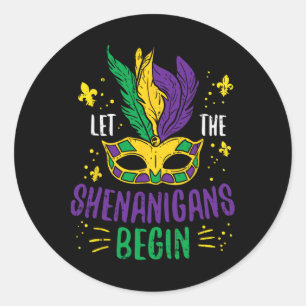 Sticker Rond Laissez Les Shenanigans Commencer Jester Funny Mar