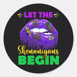 Sticker Rond Laissez Les Shenanigans Commencer Le Mardi Gras Li