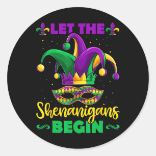 Sticker Rond Laissez Les Shenanigans Commencer Mardi Gras Enfan