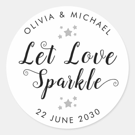 Sticker Rond Laissez Love Sparkle Envoyer Mariage Sparkler Favo (Devant)