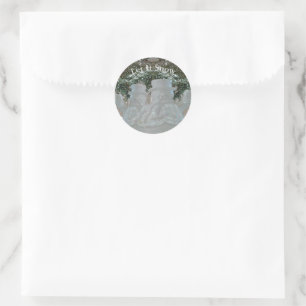 Sticker Rond Laissez lui neiger bonhommes de neige de