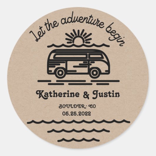 Sticker Rond laissez notre aventure commencer le monogramme mar (Devant)