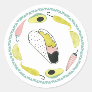 Sticker Rond Laissez-nous taco au sujet de cercle d'élément de