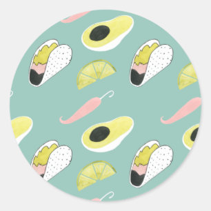 Sticker Rond Laissez-nous taco au sujet de motif d'élément de