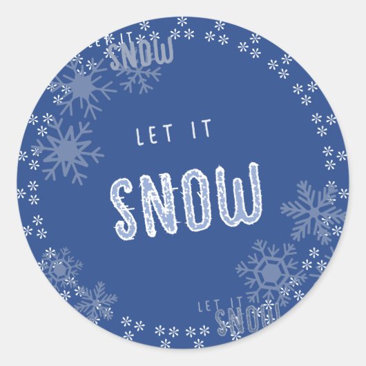 Sticker Rond Laissez Tomber Neige Bleue Flocon de Neige Vacance (Devant)