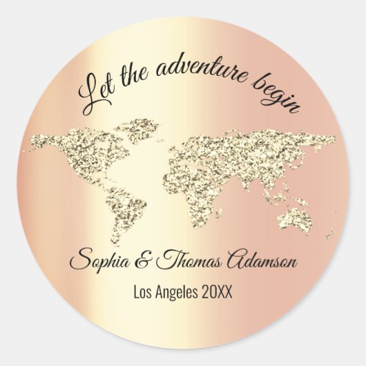 Sticker Rond Laissons l'aventure commencer le Monde Mariage Gol (Devant)