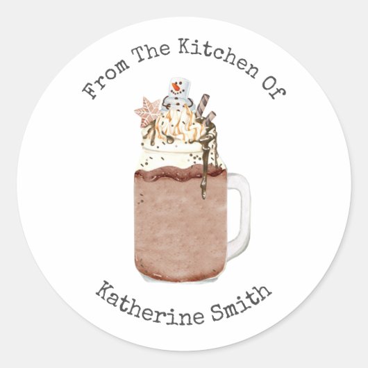 Sticker Rond Lait Chocolat Snowman De La Cuisine De (Devant)