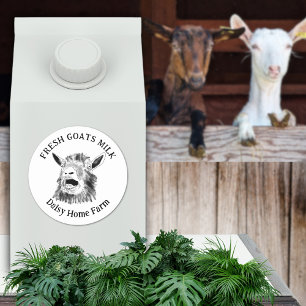 Sticker Rond Lait de chèvre drôle de chèvre qui hurle