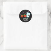 Sticker Rond Lait de fraise Shake Funny Food Pun Dark BG (Sac)