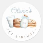 Sticker Rond Lait et biscuits Anniversaire (Devant)