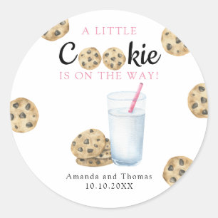 Sticker Rond Lait et biscuits Baby shower fille