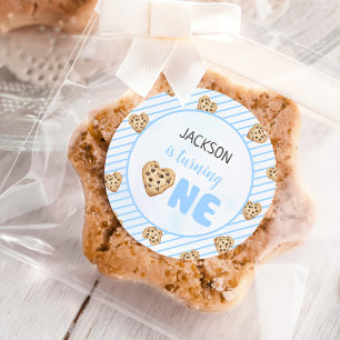 Sticker Rond Lait et biscuits Bleu 1er anniversaire