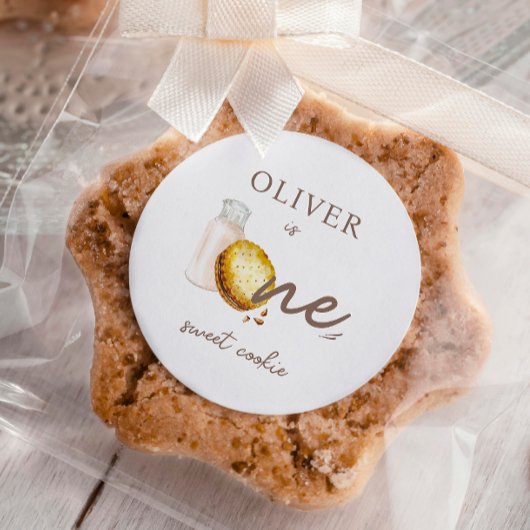 Sticker Rond Lait et biscuits Invitation à la fête d'anniversai