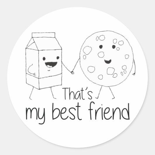 Sticker Rond Lait et biscuits Meilleurs amis BFF Friendship Art (Devant)