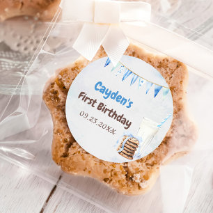 Sticker Rond Lait Et Cookies Fête De Premier Anniversaire