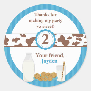 Sticker Rond Lait et fête d'anniversaire de biscuits