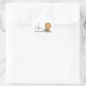 Sticker Rond Lait et oreille mocha dormant (Sac)