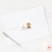 Sticker Rond Lait et oreille mocha dormant (Enveloppe)
