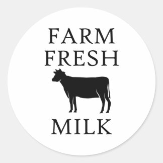 Sticker Rond Lait frais de ferme, vache