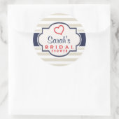 Sticker Rond Lait, Marine, Eggshell Stripes Fête des mariées (Sac)